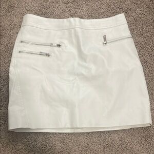 Mini white leather skirt